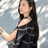 Black Noir Halter Slip Dress for Women, Black Halter Cami Top | TENCELā¢-Wool Blend | Adjustable Crisscross Back, Multi-Textured Blend