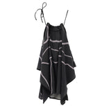 Black Noir Halter Slip Dress for Women, Black Halter Cami Top | TENCELā¢-Wool Blend | Adjustable Crisscross Back, Multi-Textured Blend