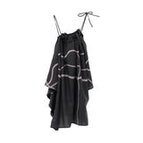 Black Noir Halter Slip Dress for Women, Black Halter Cami Top | TENCELā¢-Wool Blend | Adjustable Crisscross Back, Multi-Textured Blend