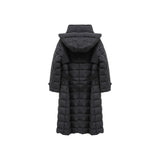 Lightweight Knee-Length Down Jacket for Women Beige & Black, Affordable Winter Outerwear