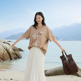 Elegant Beige Pleated Midi Skirt for Women - Vertical Structured Design with Ivory Option