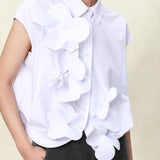 Elegant Peony Twist-Front Sleeveless Blouse, white sleeveless blouse, black sleeveless blouse, Wrinkle-Resistant Women's Floral Summer Top,
