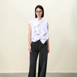Elegant Peony Twist-Front Sleeveless Blouse, white sleeveless blouse, black sleeveless blouse, Wrinkle-Resistant Women's Floral Summer Top,
