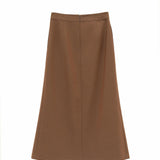 Eco-Friendly Espresso Brown Midi Wrap Skirt with Utility Pleats & Safari-Inspired Healing Aesthetic