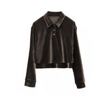 Elegant Dark Brown and beige Velvet Top with Reflective Sheen, Versatile Women's Shirt, Stylish Outfits, brown pants, beige velvet pants
