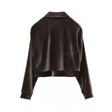 Elegant Dark Brown and beige Velvet Top with Reflective Sheen, Versatile Women's Shirt, Stylish Outfits, brown pants, beige velvet pants