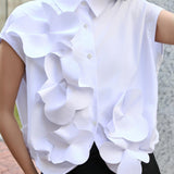 Elegant Peony Twist-Front Sleeveless Blouse, white sleeveless blouse, black sleeveless blouse, Wrinkle-Resistant Women's Floral Summer Top,
