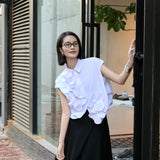 Elegant Peony Twist-Front Sleeveless Blouse, white sleeveless blouse, black sleeveless blouse, Wrinkle-Resistant Women's Floral Summer Top,