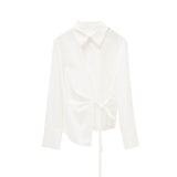 Elegant Lake Blue & Sand Beige Asymmetric Wrap Blouse | Crinkle-Resistant Poly-Cotton Blend