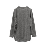 Oversized French Terry Sweatshirt: Dark & Light Gray Women's Long Sleeve Casual Top