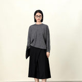 Oversized French Terry Sweatshirt: Dark & Light Gray Women's Long Sleeve Casual Top