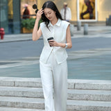 Wrinkle-Resistant Ivory Shoulder-Pad Camisole Top for Women - Sleeveless Poly-Cotton Blouse