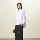 Dark Gray / Blue Wide-Leg Jeans for Women | 100% Cotton High-Waisted Trousers | Breathable & Anti-Buckle Design