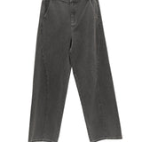 Dark Gray / Blue Wide-Leg Jeans for Women | 100% Cotton High-Waisted Trousers | Breathable & Anti-Buckle Design