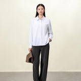 Dark Gray / Blue Wide-Leg Jeans for Women | 100% Cotton High-Waisted Trousers | Breathable & Anti-Buckle Design