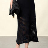 Elegant Black Sheer Linen-Blend Summer Slip Dress | Semi-Transparent Lightweight Beach Cover-Up