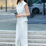 Wrinkle-Resistant Ivory Shoulder-Pad Camisole Top for Women - Sleeveless Poly-Cotton Blouse