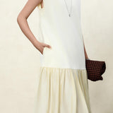 Yellow Sleeveless Layered Dress, yellow layered dress, mugwort-cotton antimicrobial | TENCEL-Linen Blend