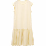 Yellow Sleeveless Layered Dress, yellow layered dress, mugwort-cotton antimicrobial | TENCEL-Linen Blend