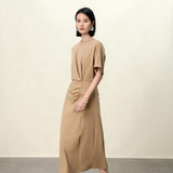 Khaki & Black Shift Dress for Women, brown dress for women, Cotton-Blend Wrinkle-Resistant | Convertible Work-to-Weekend Dress