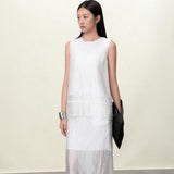 Elegant Acetate Textured Sleeveless Tank Top for Women - Beige & Gray Blouse Options
