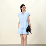 Sky Blue Casual Shorts for Women - Relaxed Fit Poly-Cotton Blend with Comfort Waist, Relaxed fit poly-cotton blend with Comfort Waist