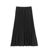 Elegant Beige Pleated Midi Skirt for Women - Vertical Structured Design with Ivory Option