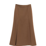 Eco-Friendly Espresso Brown Midi Wrap Skirt with Utility Pleats & Safari-Inspired Healing Aesthetic