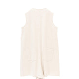 Elegant V-Neck Stonewashed Linen Jumpsuit with Utility Details - A-Line Silhouette for Women | V-Neck Utility Detail
