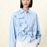Elegant Blue Twist-Front Blouse with Butterfly Cut | Modal-Blend Anti-Wrinkle Shirt for Women, Blue Twist-Front Blouse, blue shirt women
