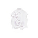 Elegant Peony Twist-Front Sleeveless Blouse, white sleeveless blouse, black sleeveless blouse, Wrinkle-Resistant Women's Floral Summer Top,