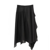 Elegant Black Draped Bell Sleeve Blouse & Skirt Set | Eco-Conscious Lyocell Fabric | Relaxed Round Neck