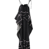 Black Noir Halter Slip Dress for Women, Black Halter Cami Top | TENCEL-Wool Blend | Adjustable Crisscross Back, Multi-Textured Blend