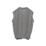Colorful Layered Wool Vest for Women | V-Neck Mock Two-Piece Design | Gray, Pink, Yellow