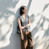 Colorful Layered Wool Vest for Women | V-Neck Mock Two-Piece Design | Gray, Pink, Yellow