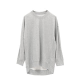 Oversized French Terry Sweatshirt: Dark & Light Gray Women's Long Sleeve Casual Top