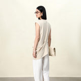 Apricot & Black Asymmetrical Cotton Tank Top | Cloud-Soft Bias-Cut Women's Casual Tee