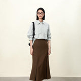 Moss Green Utility Shirt for Women | Recycled Fiber-Blend | Eco-Conscious Workwear with Notched Collar