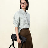 Moss Green Utility Shirt for Women | Recycled Fiber-Blend | Eco-Conscious Workwear with Notched Collar
