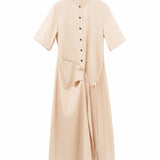 Apricot Wrap-Belt Shift Dress for women | Wrinkle-Proof Poly-Cotton Blend | Office-to-Resort Versatility