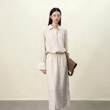 Apricot & Black Linen-Blend Cropped Shirt | Women's Summer Breezy Top with Adjustable Drawstring Hem
