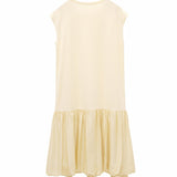 Yellow Sleeveless Layered Dress, yellow layered dress, mugwort-cotton antimicrobial | TENCEL-Linen Blend