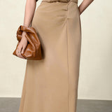 Khaki & Black Shift Dress for Women, brown dress for women, Cotton-Blend Wrinkle-Resistant | Convertible Work-to-Weekend Dress