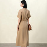 Khaki & Black Shift Dress for Women, brown dress for women, Cotton-Blend Wrinkle-Resistant | Convertible Work-to-Weekend Dress