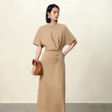Khaki & Black Shift Dress for Women, brown dress for women, Cotton-Blend Wrinkle-Resistant | Convertible Work-to-Weekend Dress