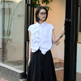 Elegant Peony Twist-Front Sleeveless Blouse, white sleeveless blouse, black sleeveless blouse, Wrinkle-Resistant Women's Floral Summer Top,