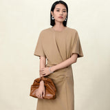 Khaki & Black Shift Dress for Women, brown dress for women, Cotton-Blend Wrinkle-Resistant | Convertible Work-to-Weekend Dress